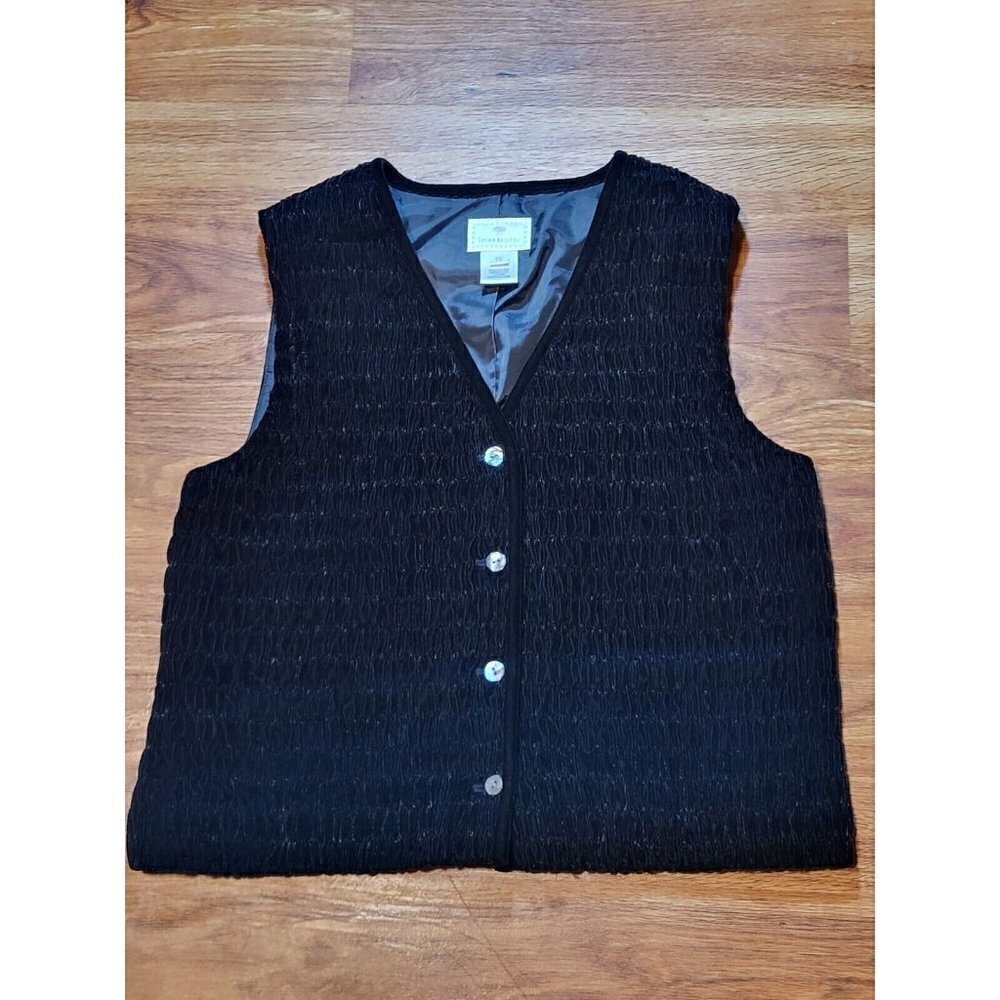Susan Bristol Vest Womens 10 Black Velvet‎ Rouche 90s Y2K